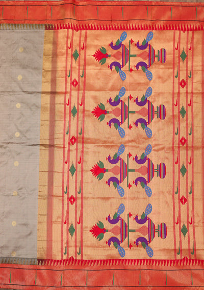 Grey Zariwork Pure Silk Saree-Koskii