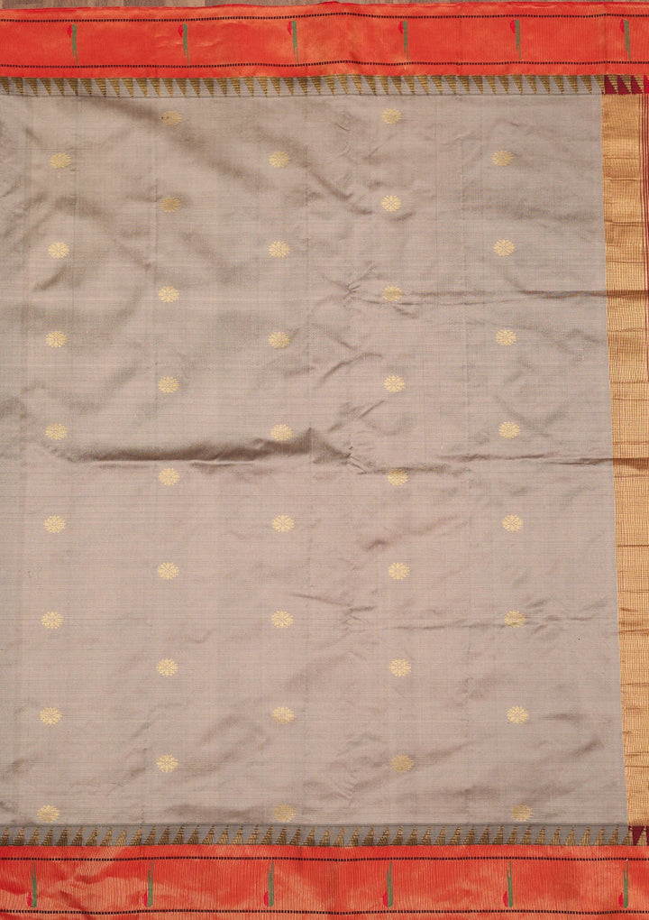 Grey Zariwork Pure Silk Saree-Koskii