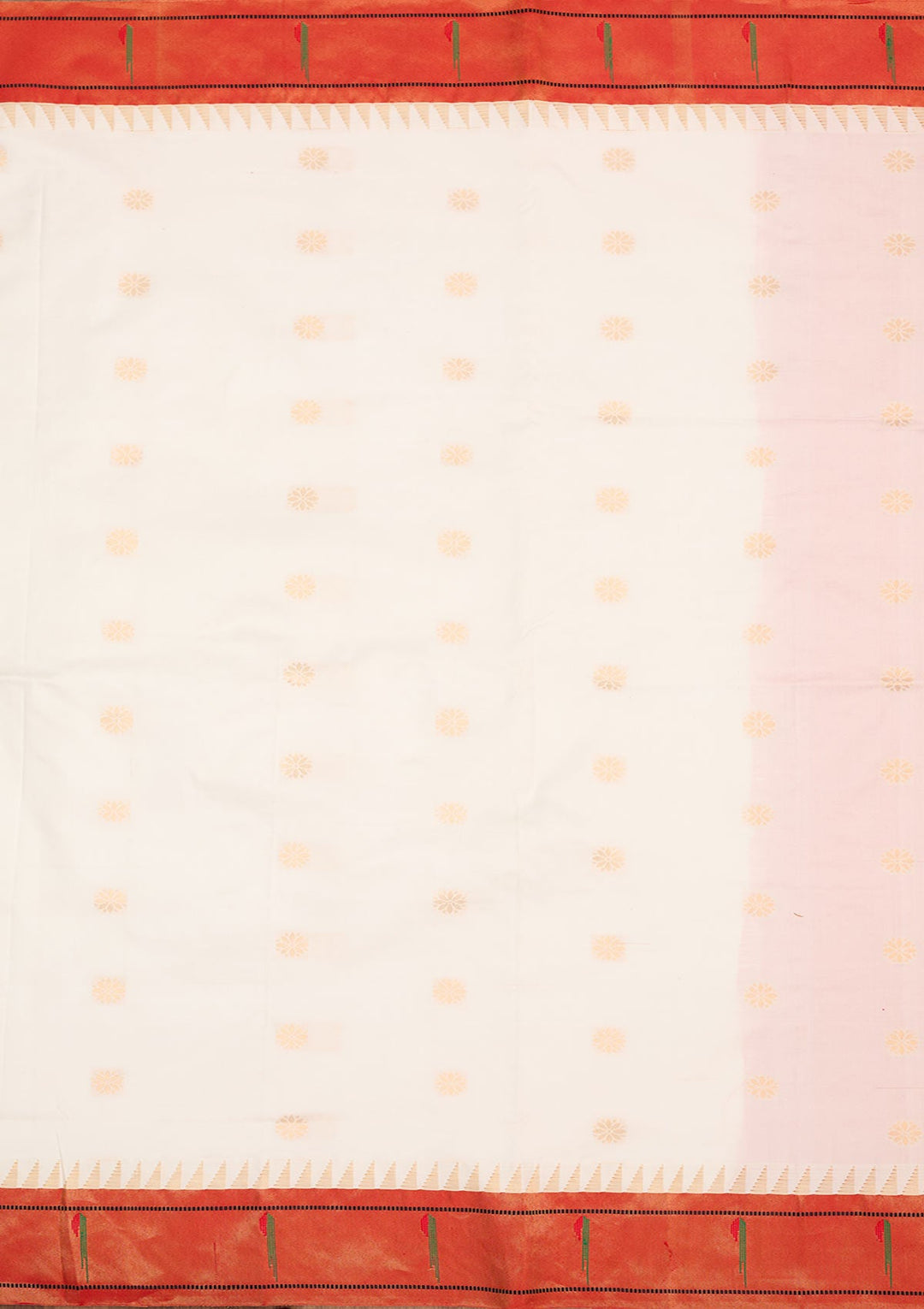 Off White Zariwork Pure Silk Saree-Koskii