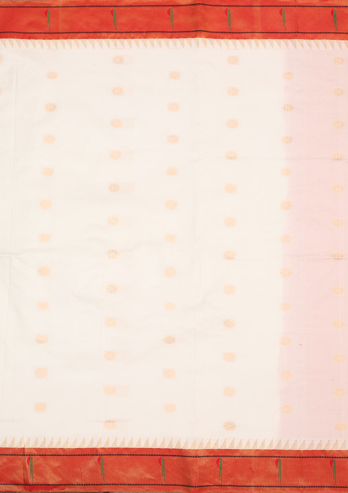 Off White Zariwork Pure Silk Saree-Koskii
