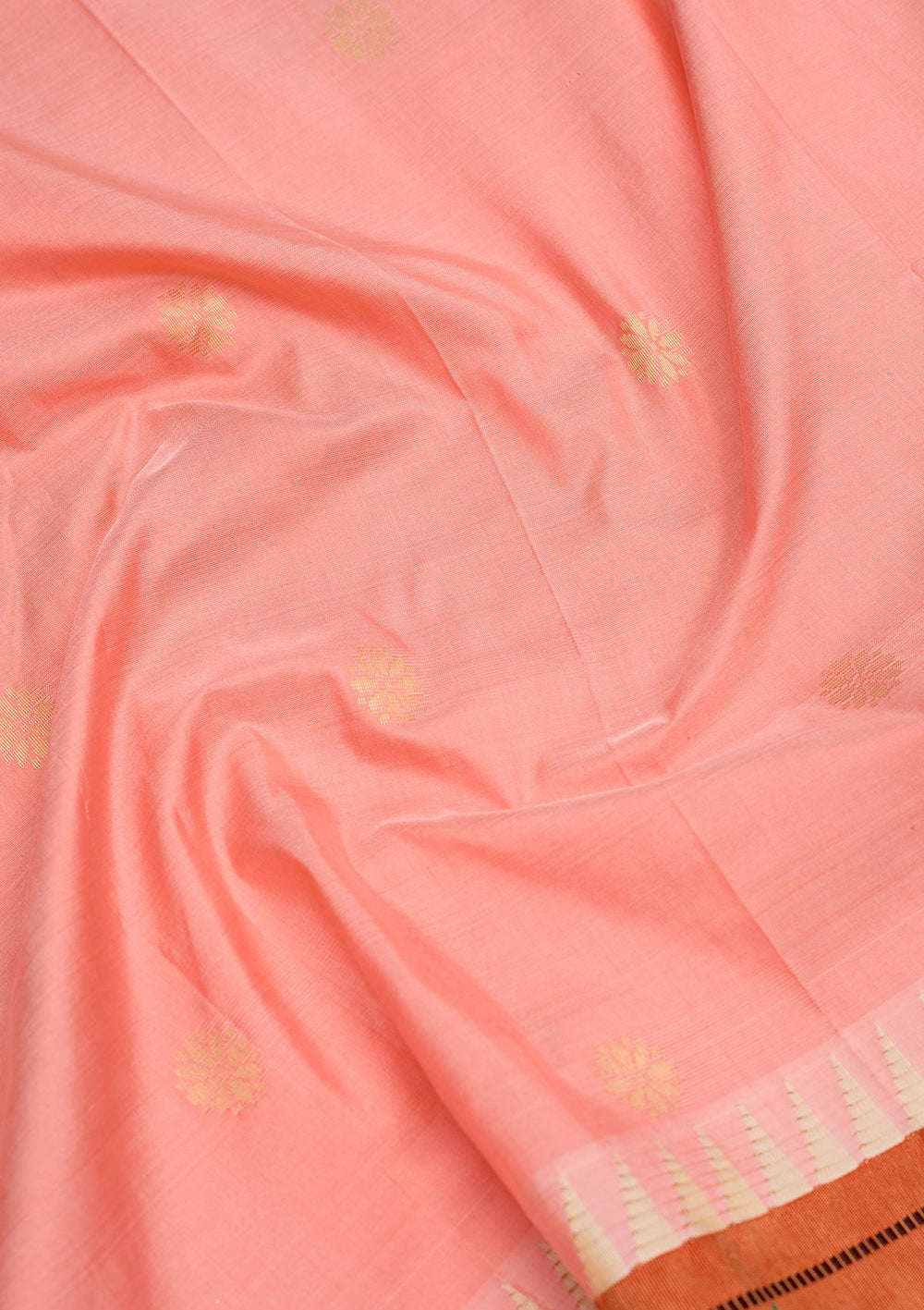 Peach Zariwork Pure Silk Saree-Koskii