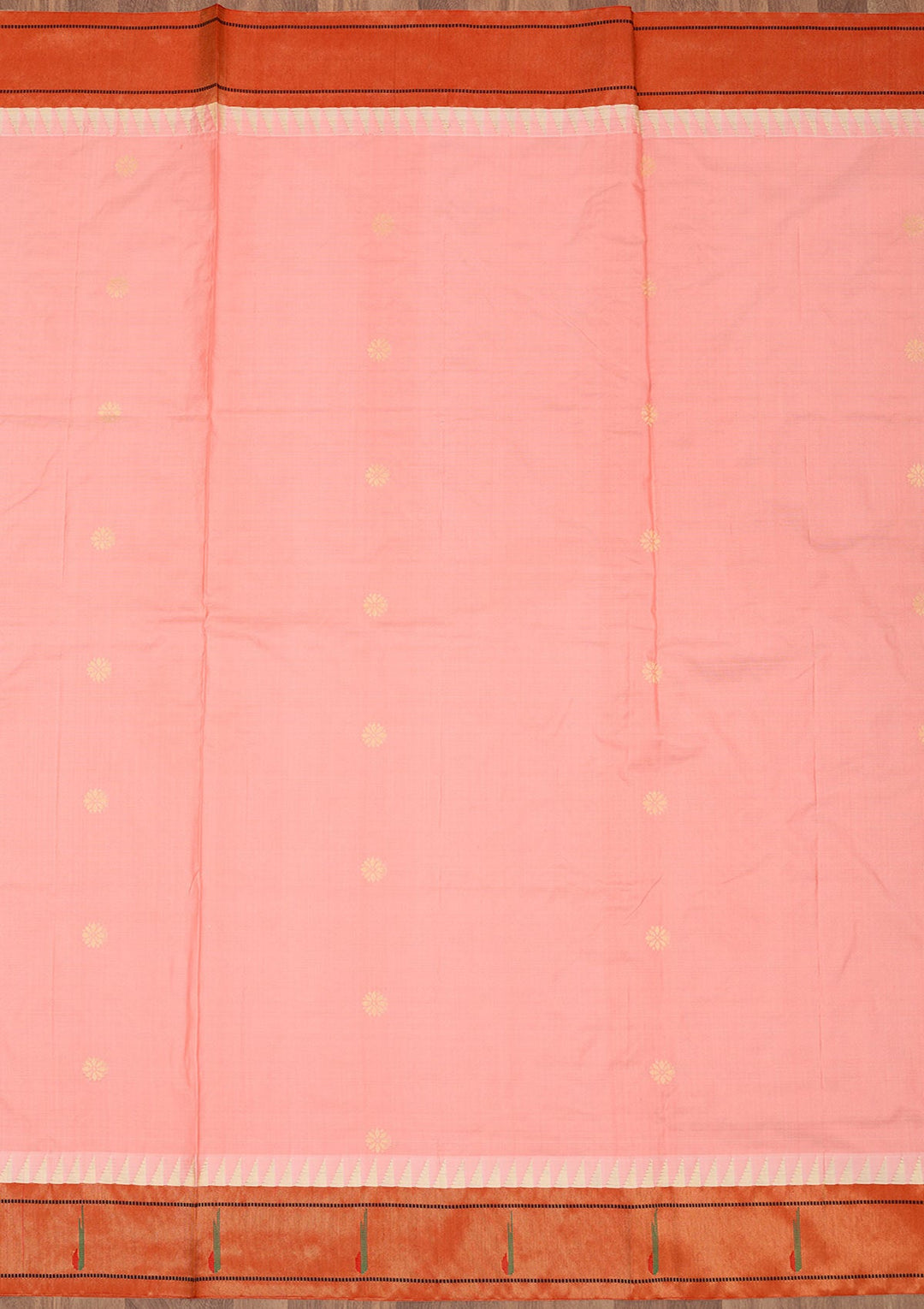 Peach Zariwork Pure Silk Saree-Koskii