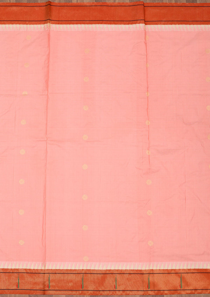 Peach Zariwork Pure Silk Saree-Koskii
