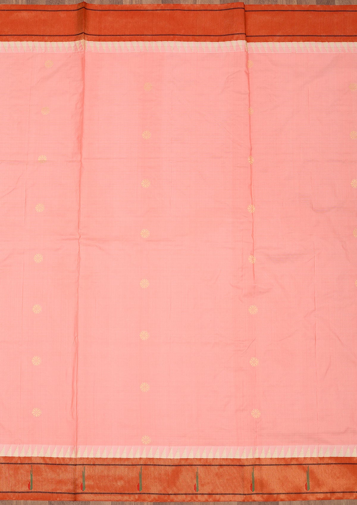 Peach Zariwork Pure Silk Saree-Koskii