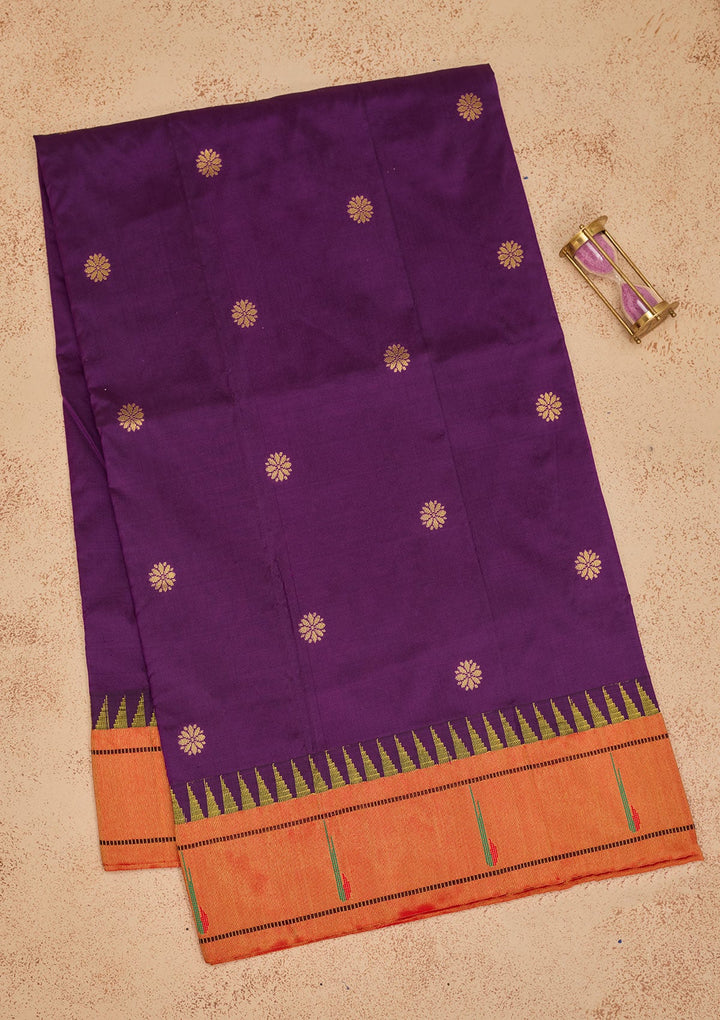 Purple Zariwork Pure Silk Saree-Koskii