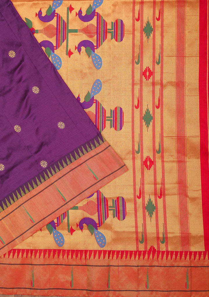 Purple Zariwork Pure Silk Saree-Koskii