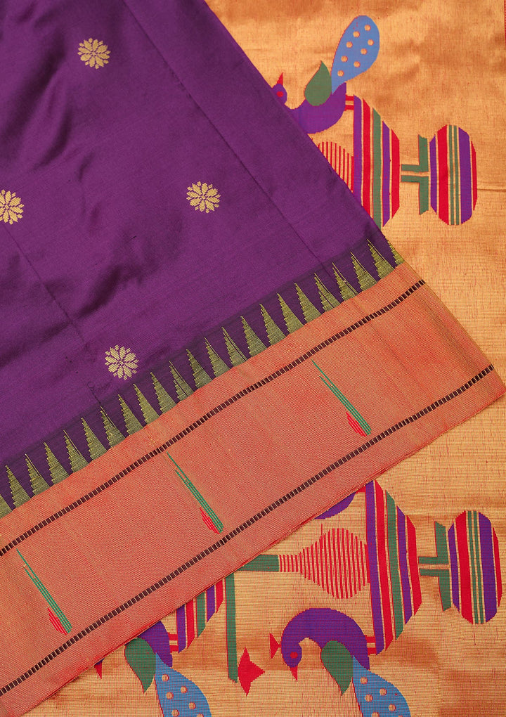 Purple Zariwork Pure Silk Saree-Koskii