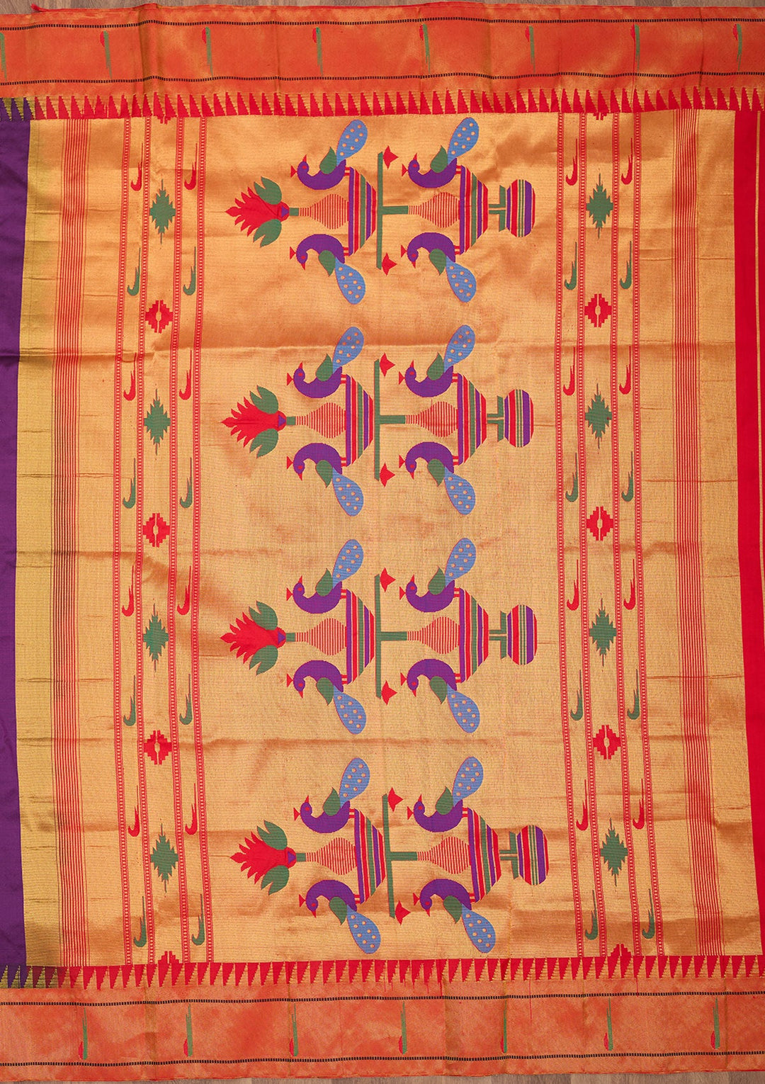 Purple Zariwork Pure Silk Saree-Koskii