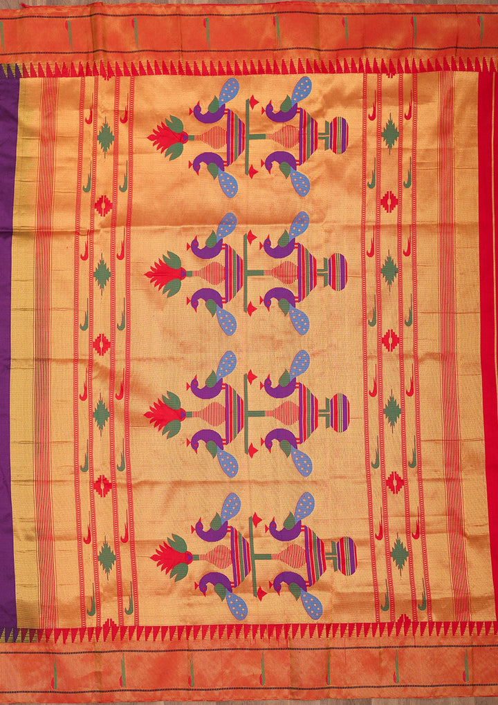 Purple Zariwork Pure Silk Saree-Koskii