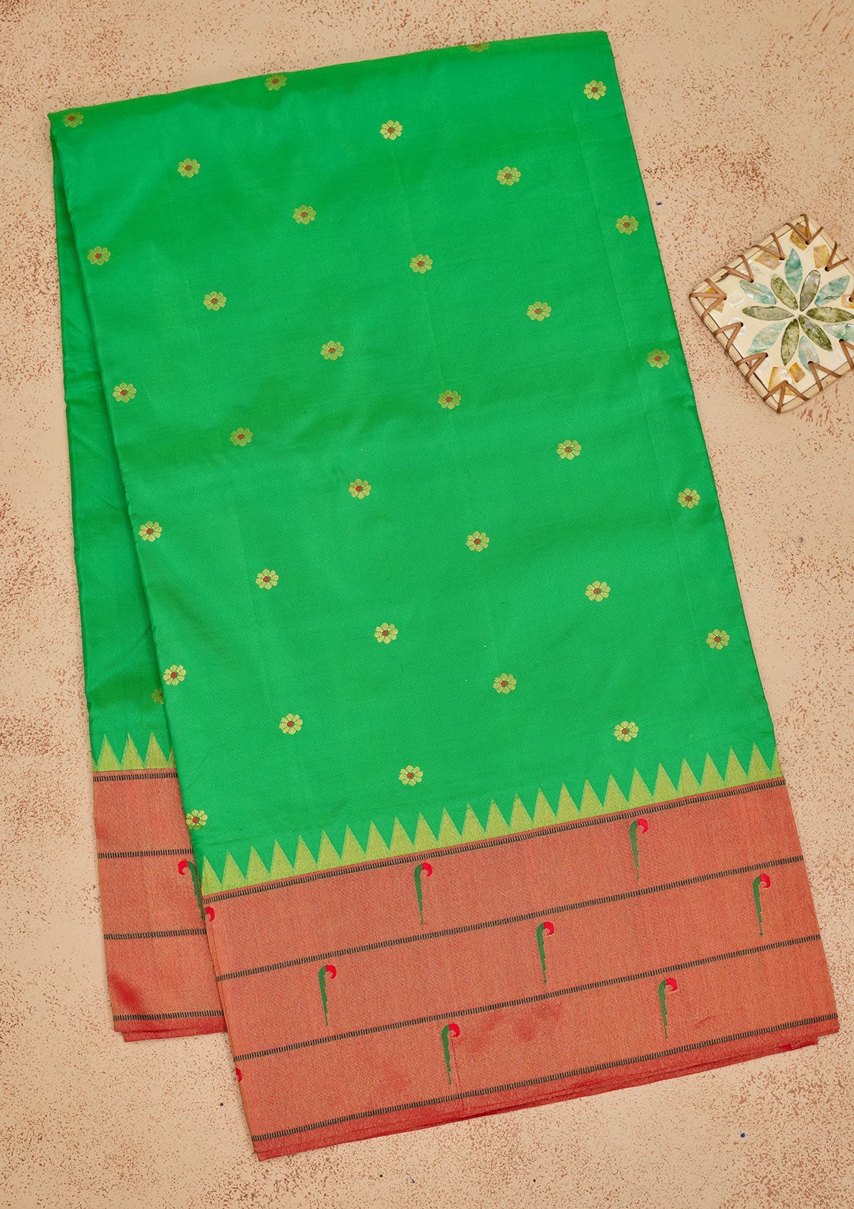 Green Zariwork Pure Silk Saree-Koskii
