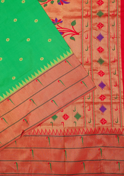Green Zariwork Pure Silk Saree-Koskii