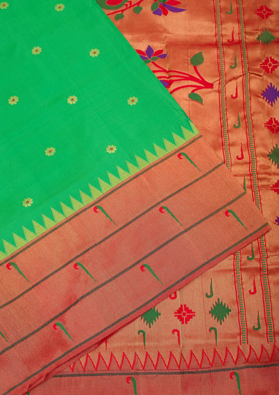Green Zariwork Pure Silk Saree-Koskii