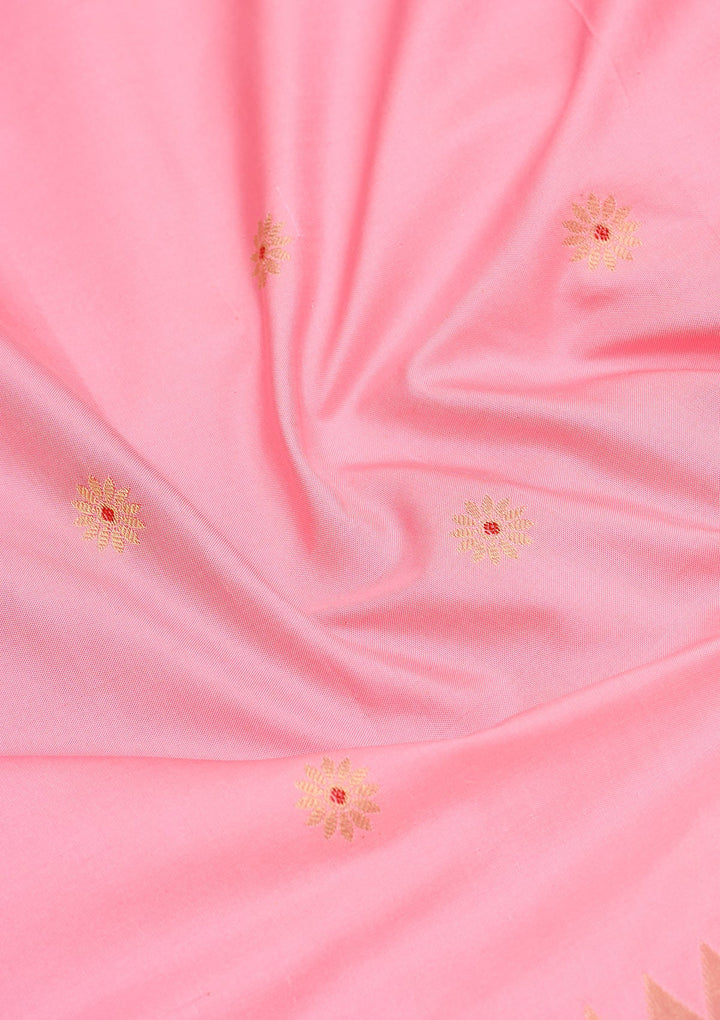 Pink Zariwork Pure Silk Saree-Koskii