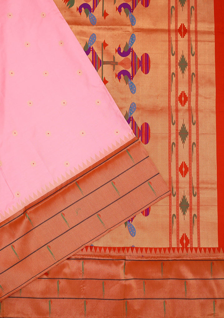 Pink Zariwork Pure Silk Saree-Koskii
