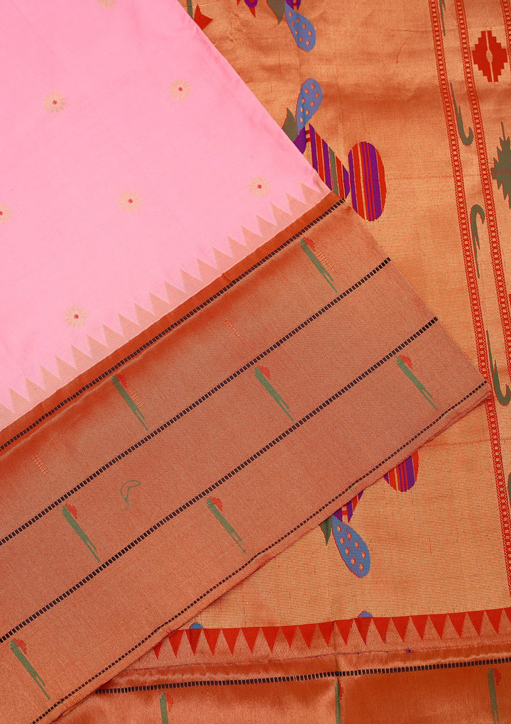 Pink Zariwork Pure Silk Saree-Koskii
