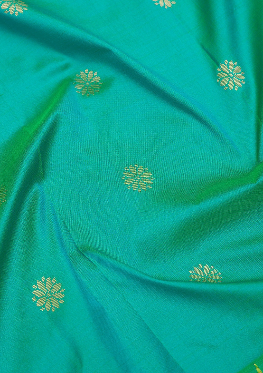 Rama Green Zariwork Pure Silk Saree-Koskii