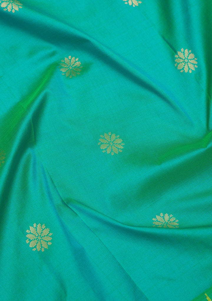 Rama Green Zariwork Pure Silk Saree-Koskii
