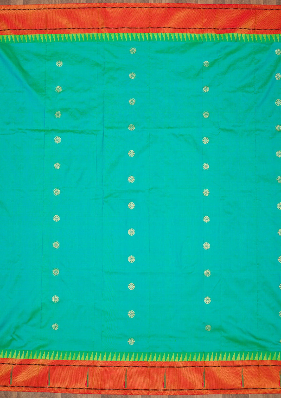 Rama Green Zariwork Pure Silk Saree-Koskii