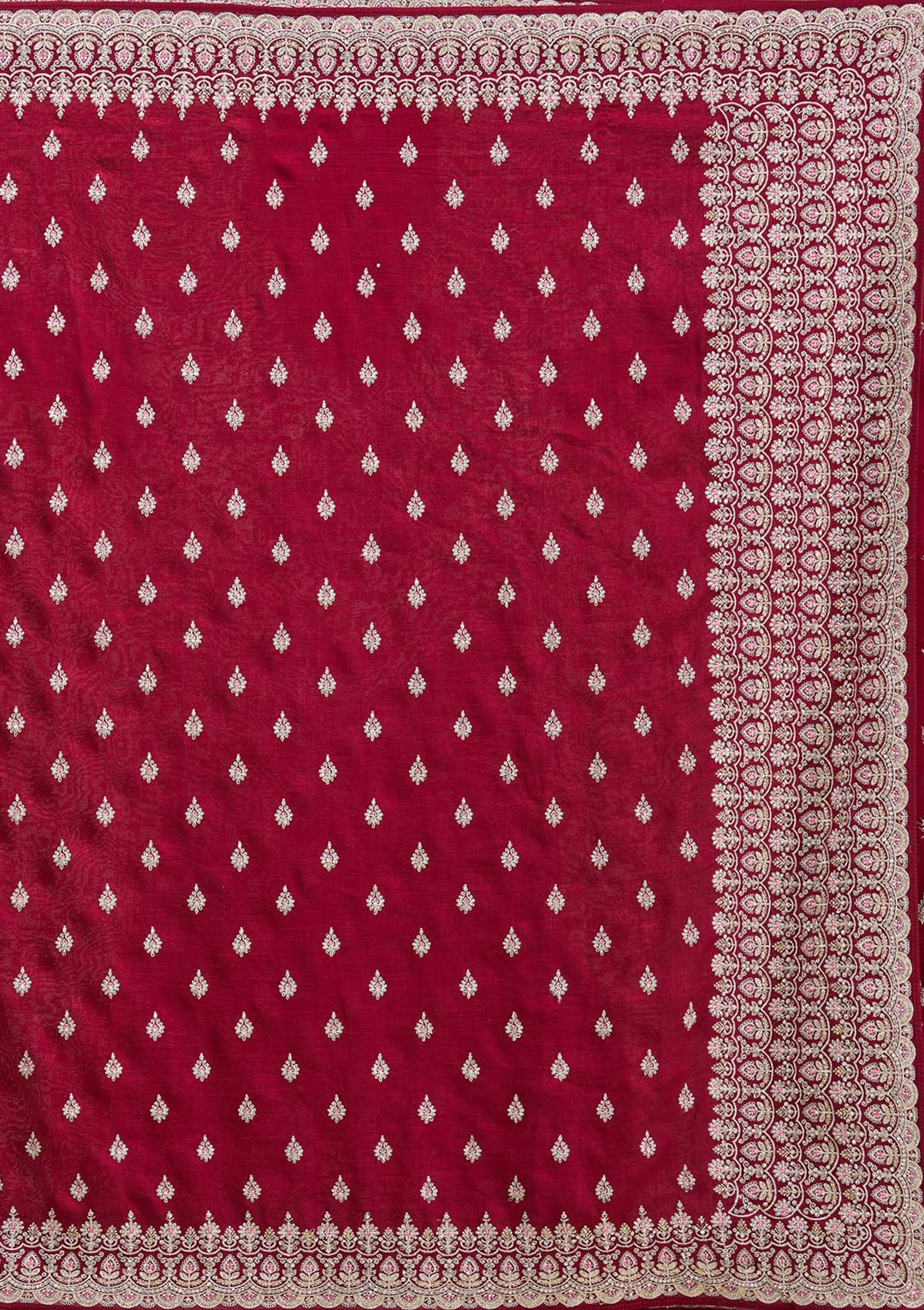 Maroon Threadwork Soft Raw Silk Saree-koskii
