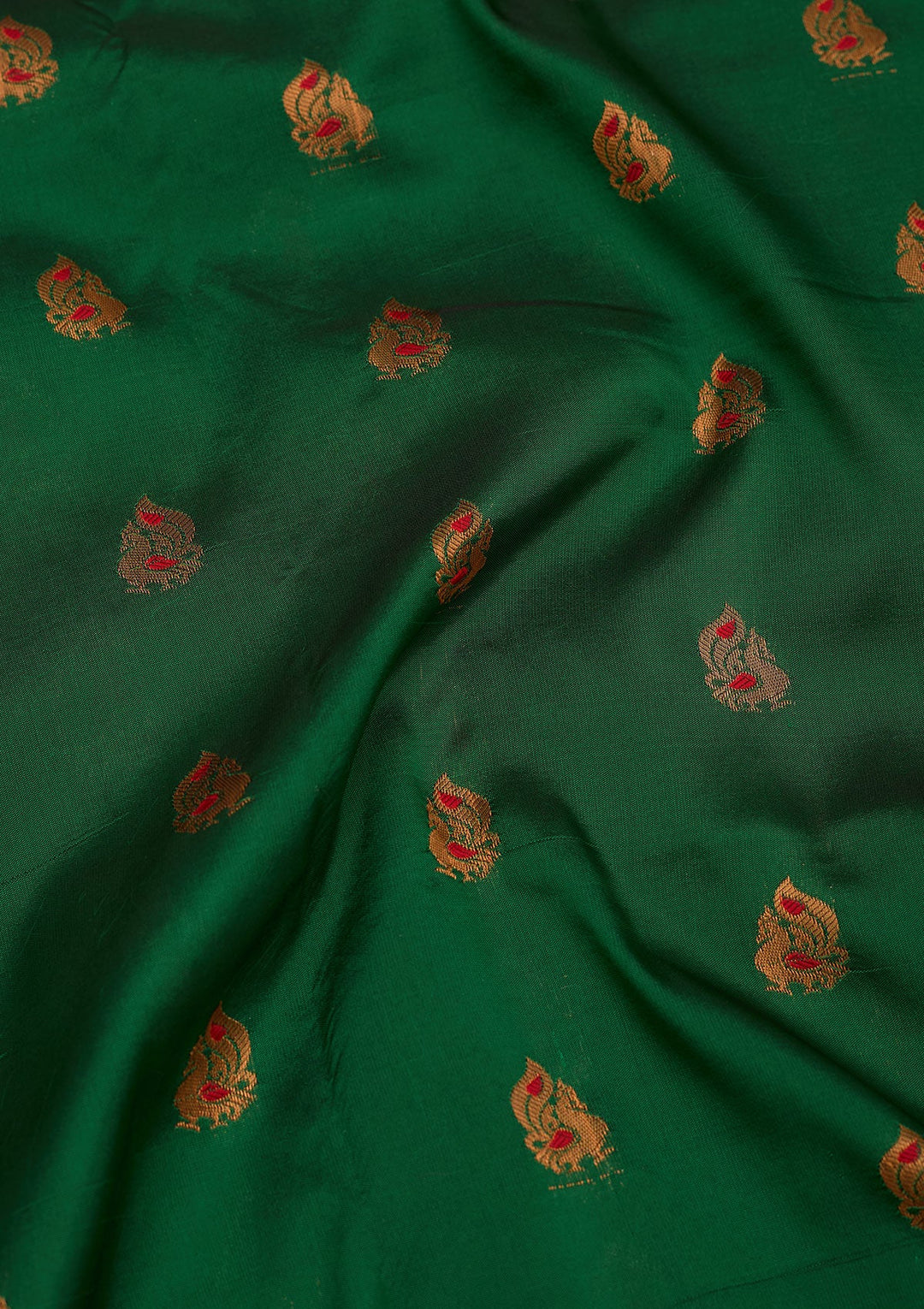 Bottle Green Zariwork Pure Silk Saree-Koskii