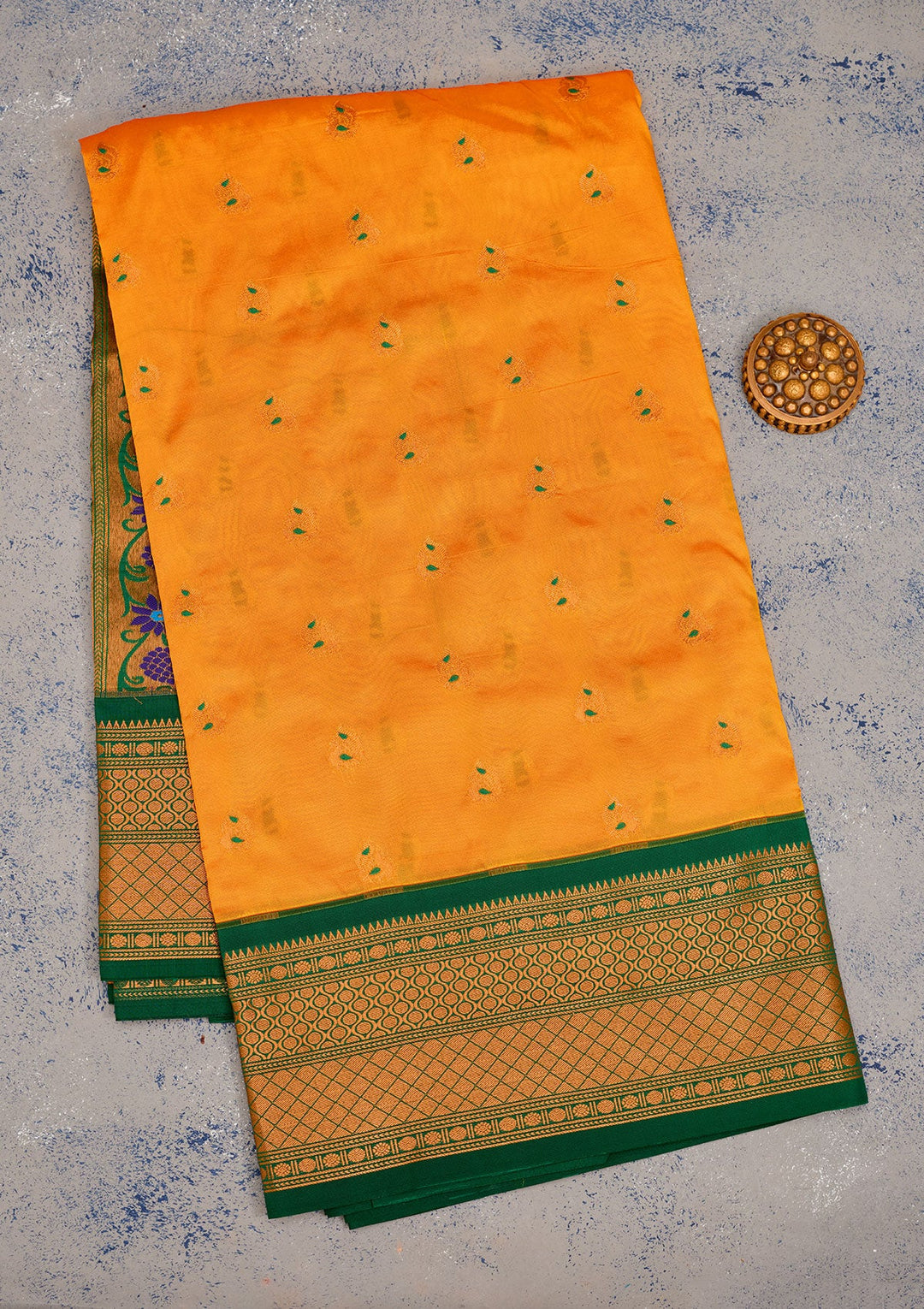 Mustard Zariwork Pure Silk Saree-Koskii
