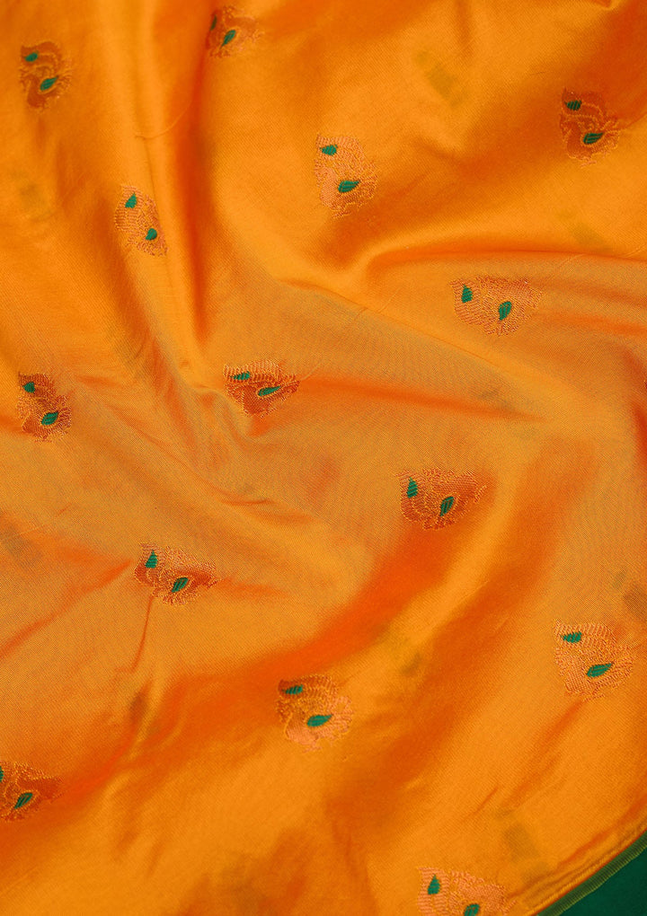 Mustard Zariwork Pure Silk Saree-Koskii