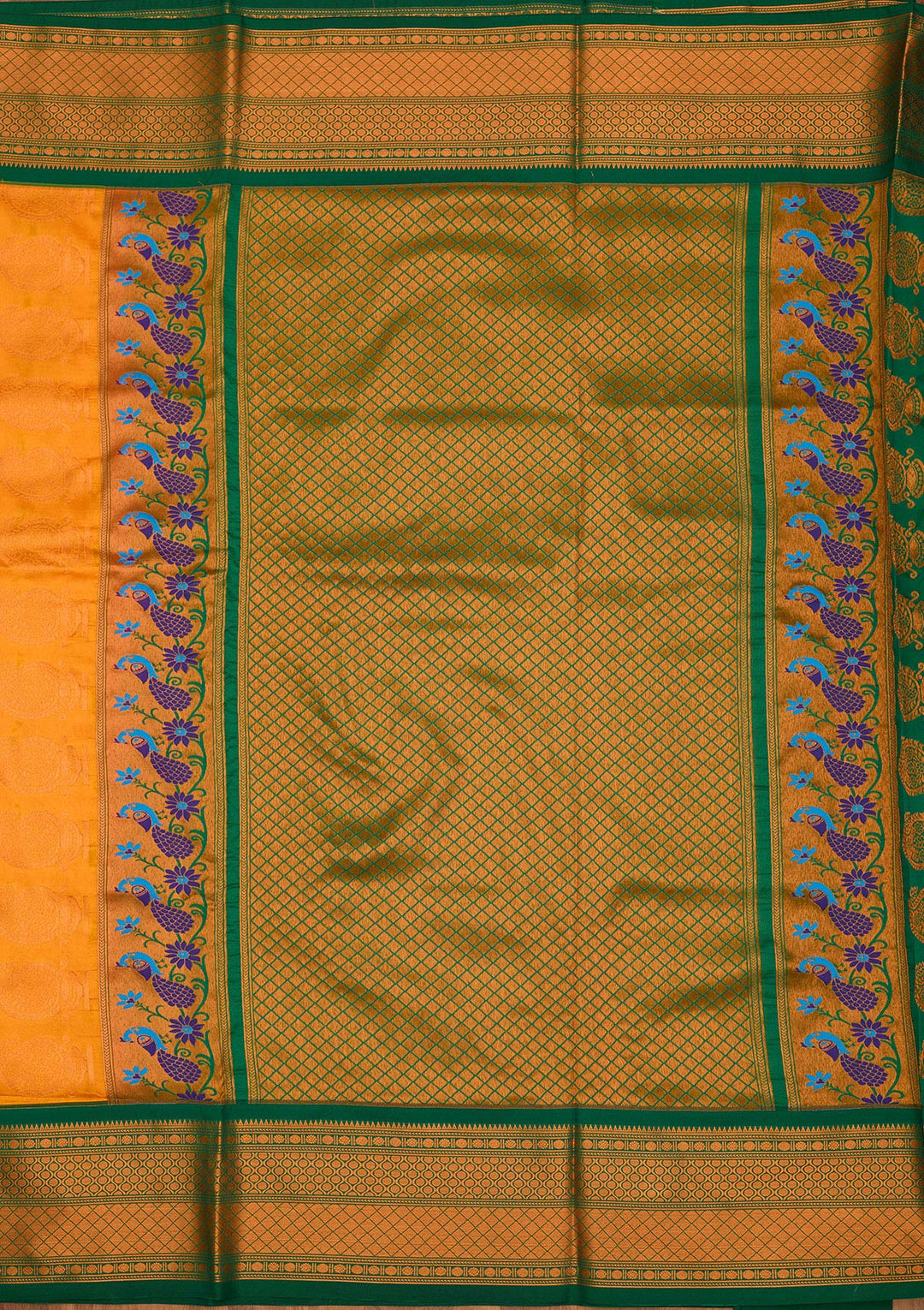 Mustard Zariwork Pure Silk Saree-Koskii