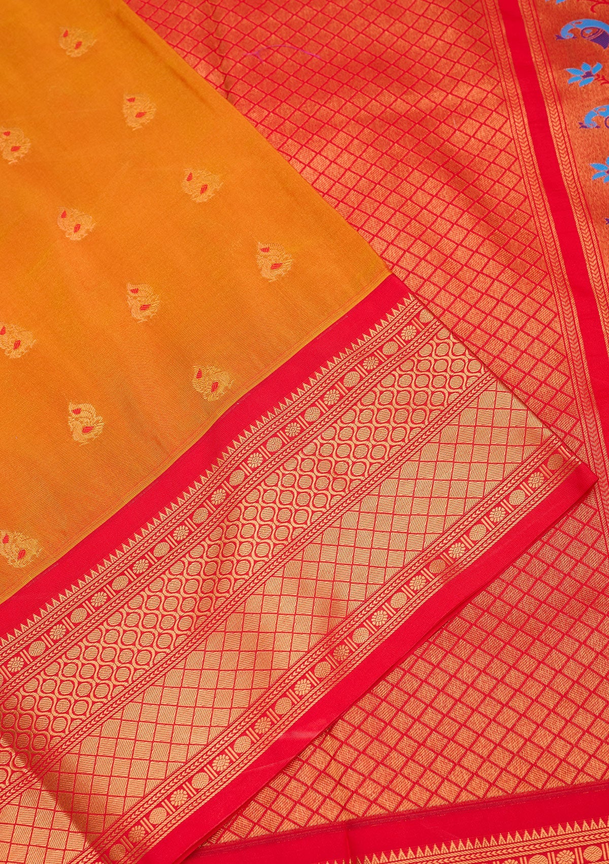 Orange Zariwork Pure Silk Saree-Koskii