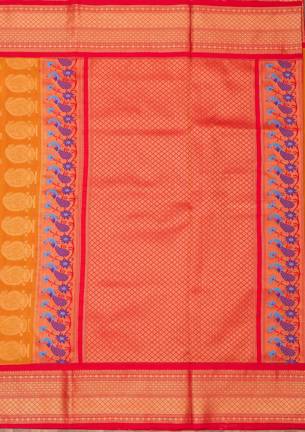 Orange Zariwork Pure Silk Saree-Koskii