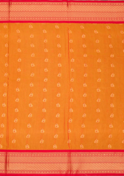 Orange Zariwork Pure Silk Saree-Koskii