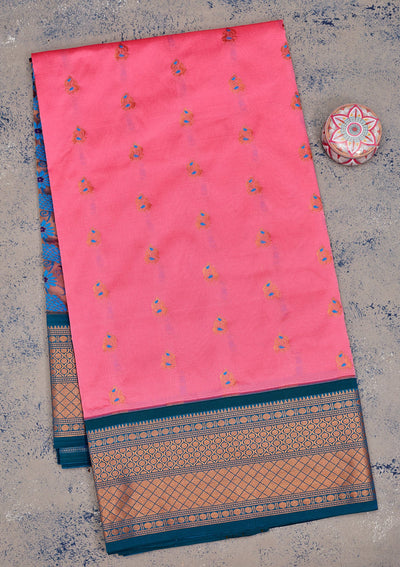 Pink Zariwork Pure Silk Saree-Koskii