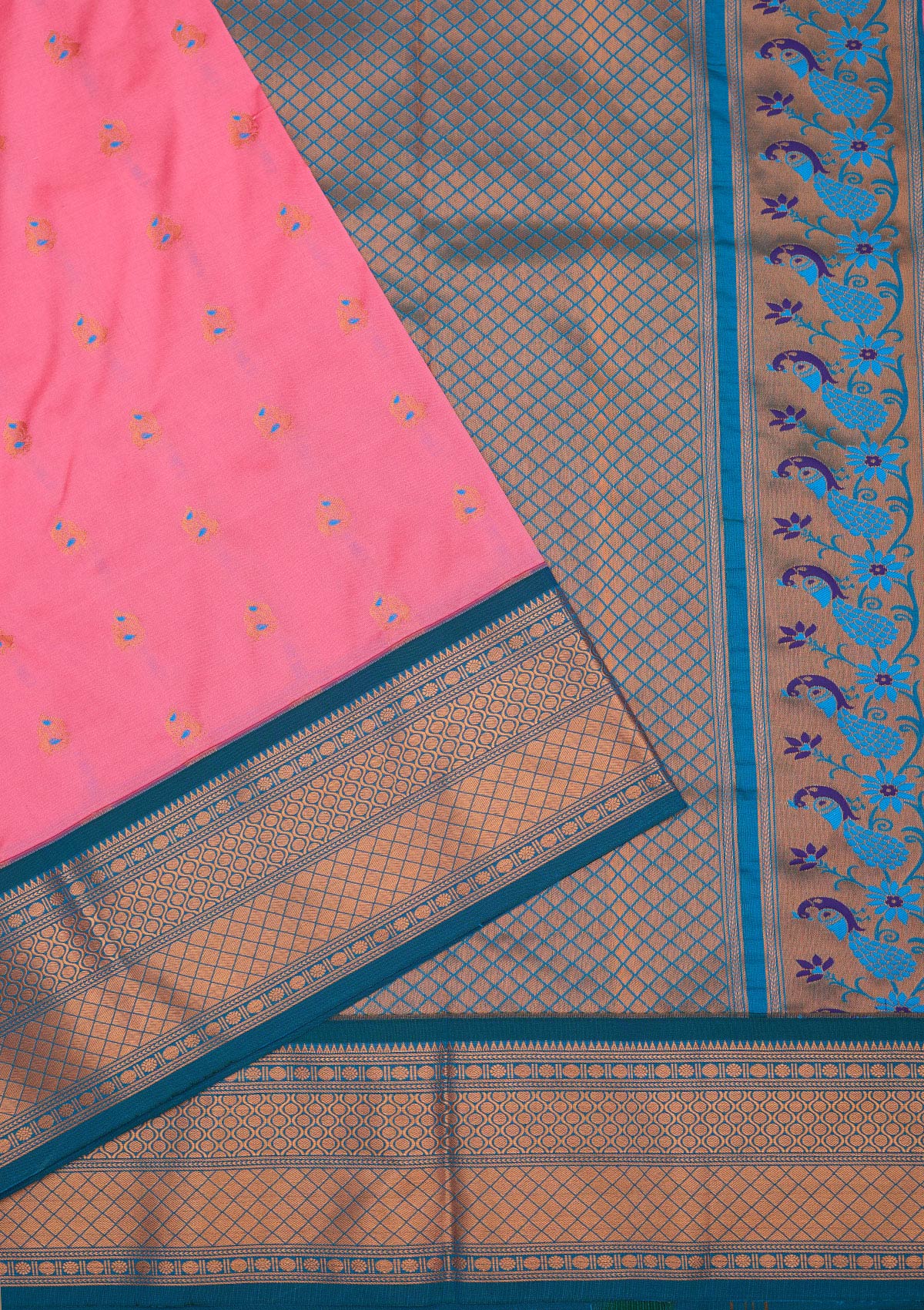 Pink Zariwork Pure Silk Saree-Koskii
