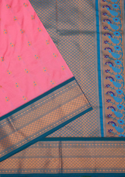 Pink Zariwork Pure Silk Saree-Koskii