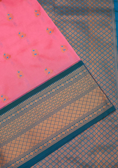 Pink Zariwork Pure Silk Saree-Koskii