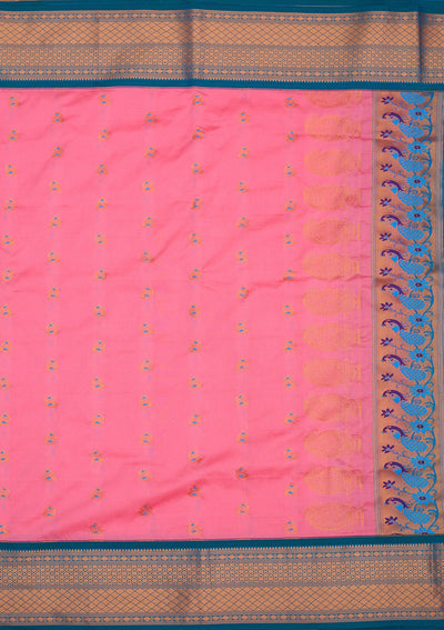 Pink Zariwork Pure Silk Saree-Koskii