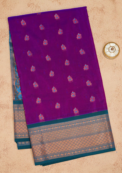 Purple Zariwork Pure Silk Saree-Koskii