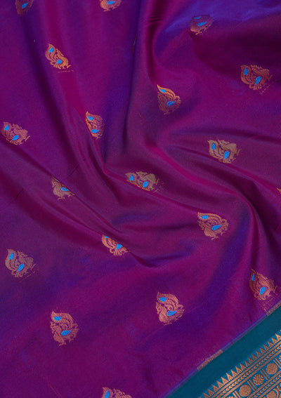 Purple Zariwork Pure Silk Saree-Koskii
