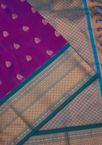 Purple Zariwork Pure Silk Saree-Koskii