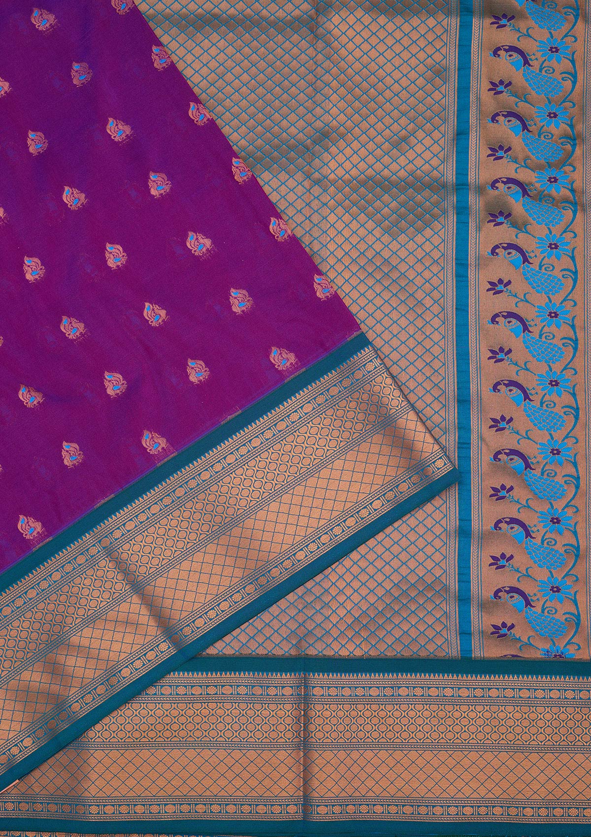 Purple Zariwork Pure Silk Saree-Koskii