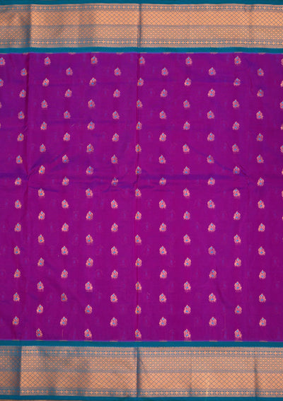 Purple Zariwork Pure Silk Saree-Koskii