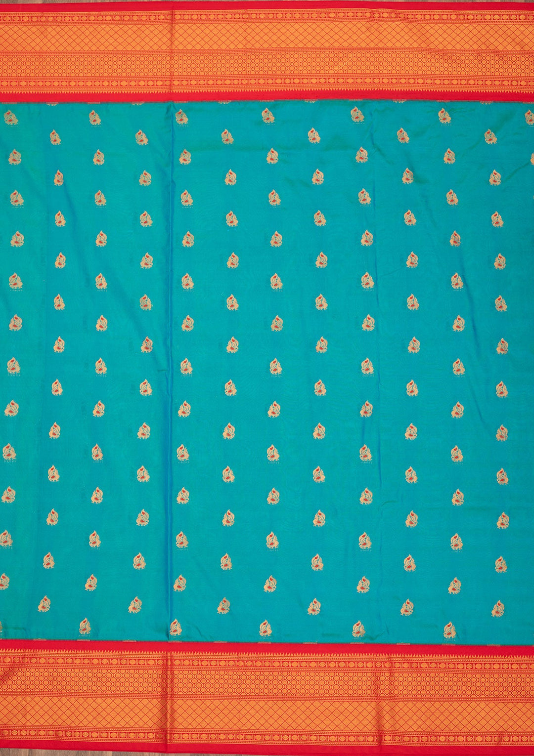 Rama Green Zariwork Pure Silk Saree-Koskii