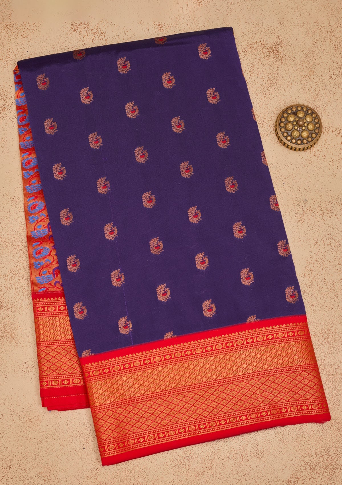 Royal Blue Zariwork Pure Silk Saree-Koskii