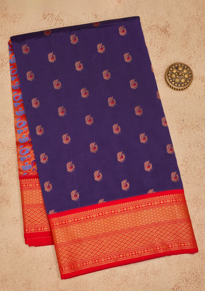 Royal Blue Zariwork Pure Silk Saree-Koskii