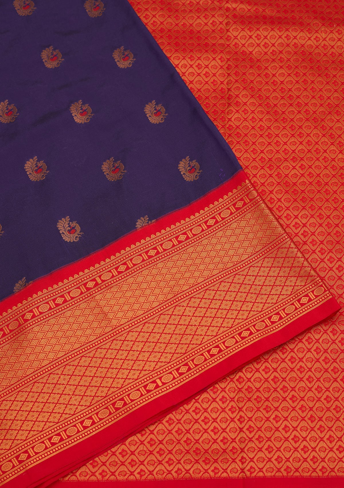 Royal Blue Zariwork Pure Silk Saree-Koskii