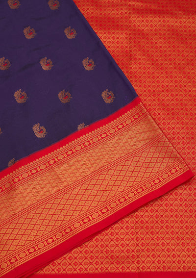 Royal Blue Zariwork Pure Silk Saree-Koskii