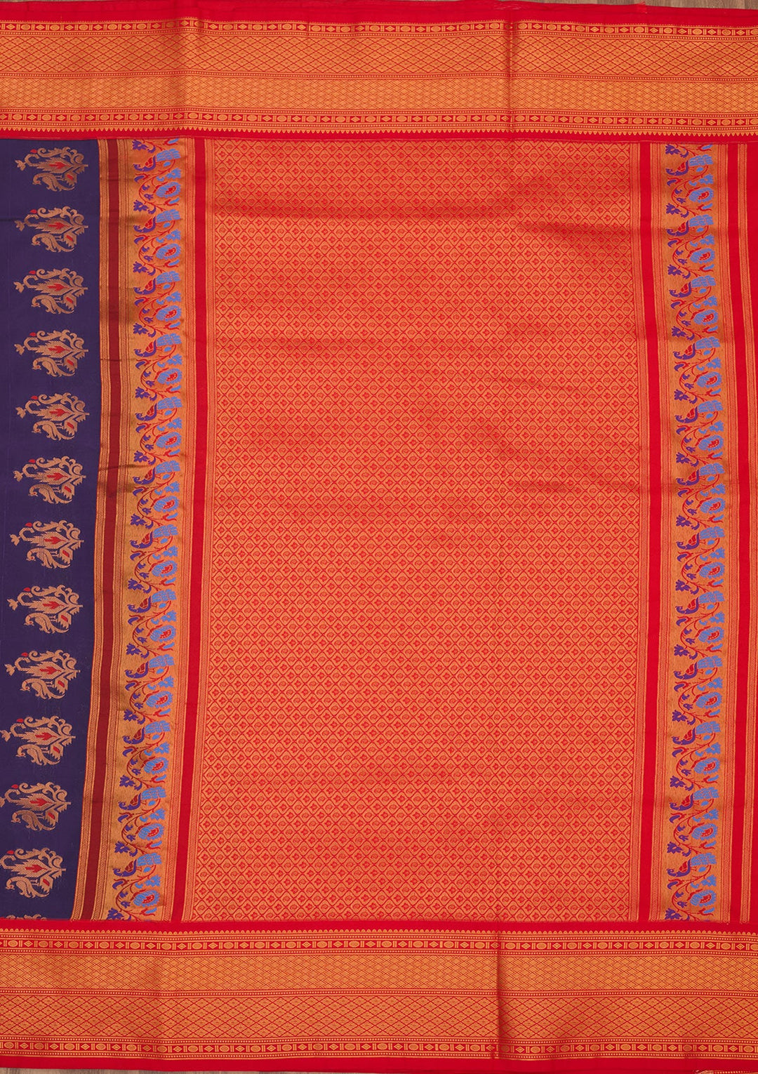 Royal Blue Zariwork Pure Silk Saree-Koskii