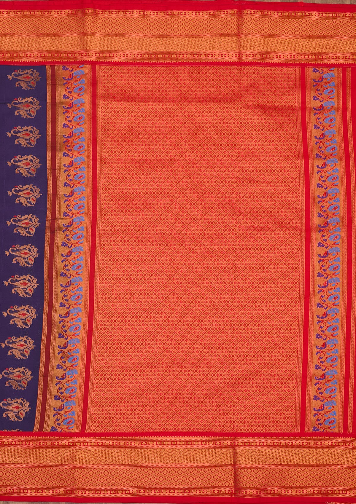 Royal Blue Zariwork Pure Silk Saree-Koskii