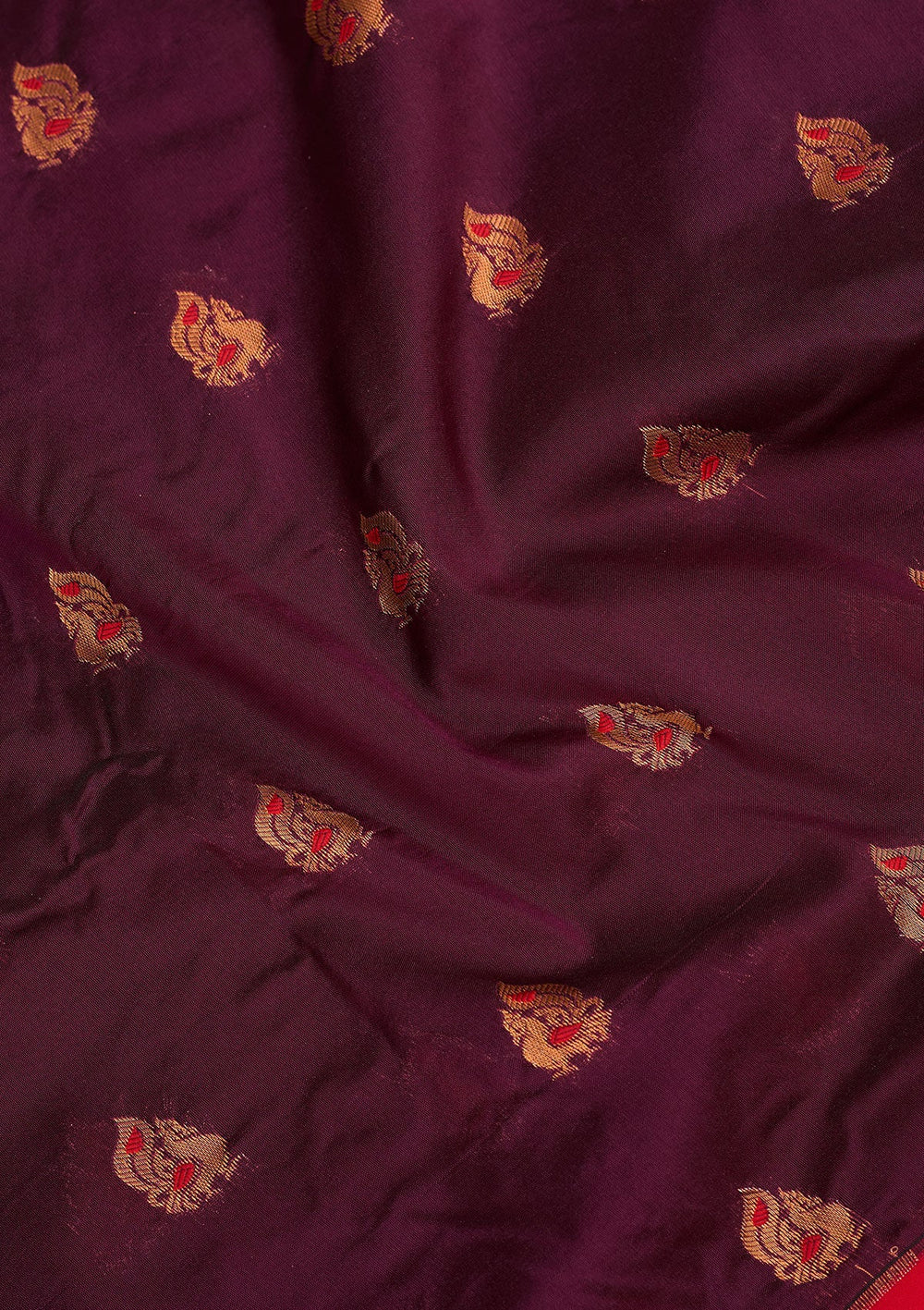 Wine Zariwork Pure Silk Saree-Koskii
