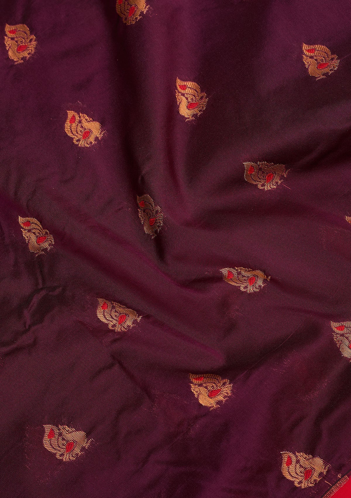 Wine Zariwork Pure Silk Saree-Koskii