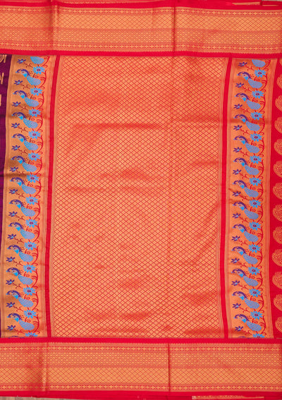 Wine Zariwork Pure Silk Saree-Koskii